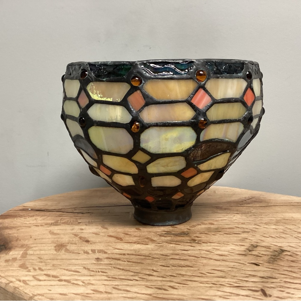🟠 Beautiful Tiffany Style Stained Glass & Lead Joints Lamp Shade - Home Decor - Picture 11 of 16